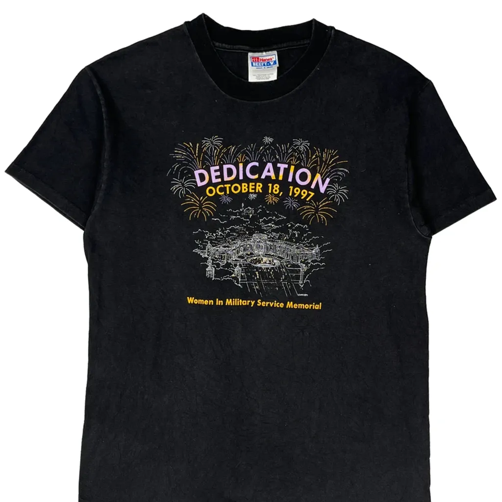 Women In Military Service Memorial Hanes Single Stitch T-Shirt - Medium Black Cotton - Image 5