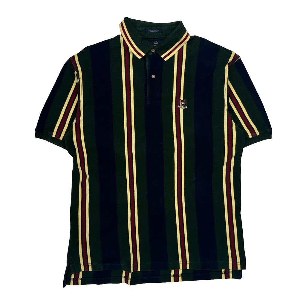 Woods & Woods Striped Polo Shirt - XL Green Cotton
