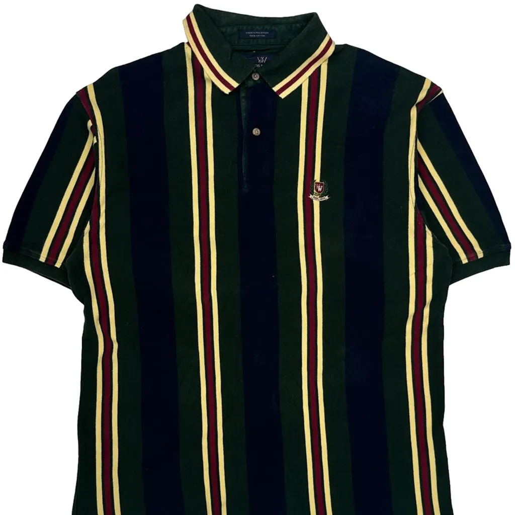 Woods & Woods Striped Polo Shirt - XL Green Cotton - Image 4