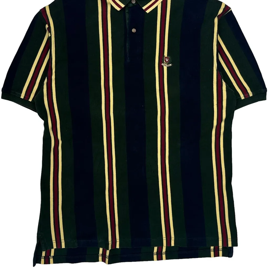 Woods & Woods Striped Polo Shirt - XL Green Cotton - Image 5