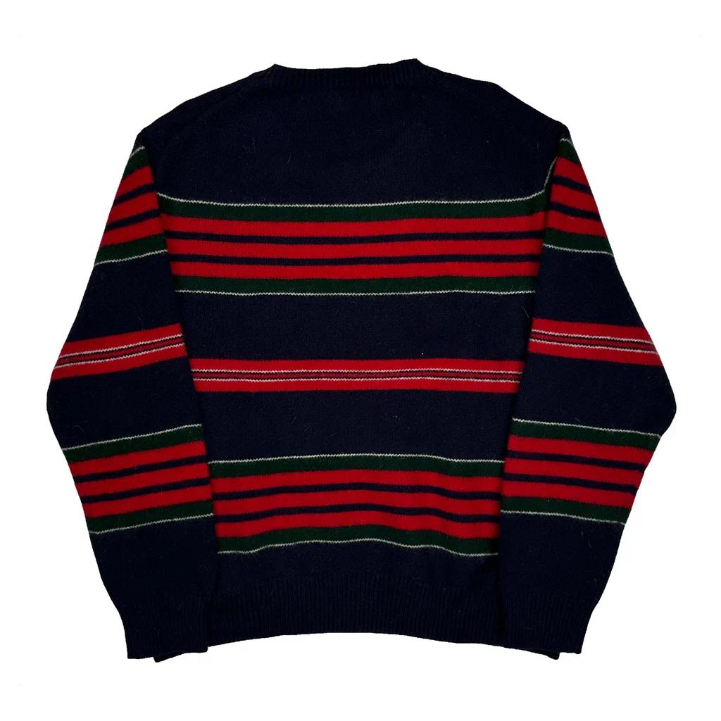 Wool Cashmere Polo By Ralph Lauren Striped Jumper - Large Navy Cashmere Blend - Image 2