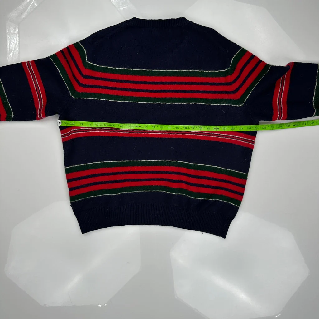 Wool Cashmere Polo By Ralph Lauren Striped Jumper - Large Navy Cashmere Blend - Image 3
