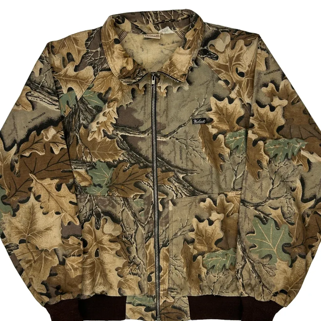 Woolrich Camo Bomber Jacket - Large Green Cotton - Image 5