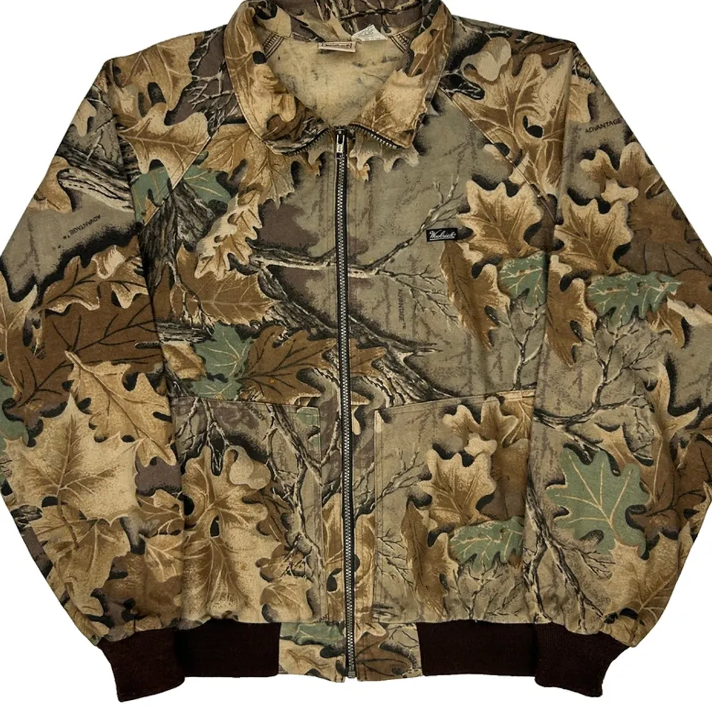 Woolrich Camo Bomber Jacket - Large Green Cotton - Image 6