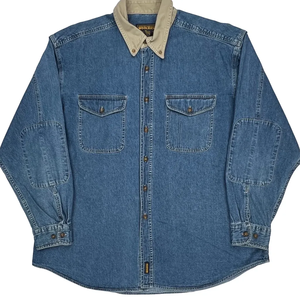 Woolrich Contrast Stitch Denim Shirt - XL Blue Denim - Image 5