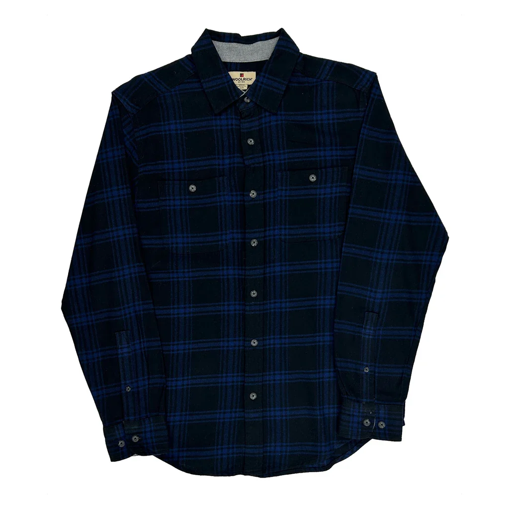 Woolrich Checked Flannel Shirt - Medium Blue Cotton