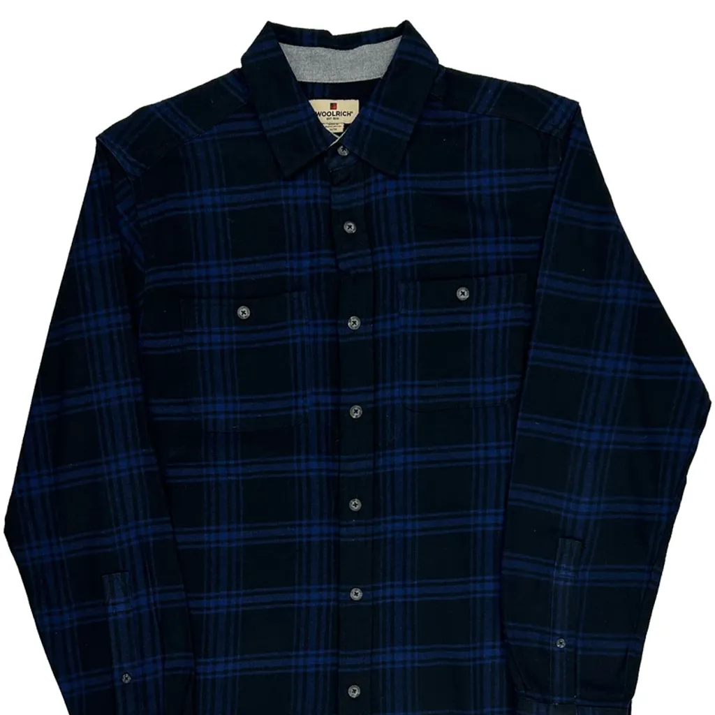 Woolrich Checked Flannel Shirt - Medium Blue Cotton - Image 5