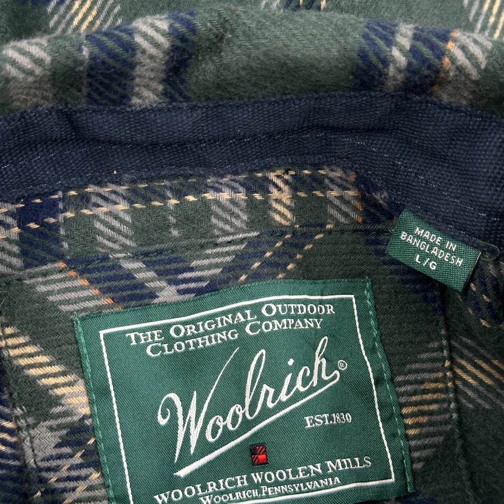Woolrich Checked Flannel Shirt - Large Green Cotton - Image 3