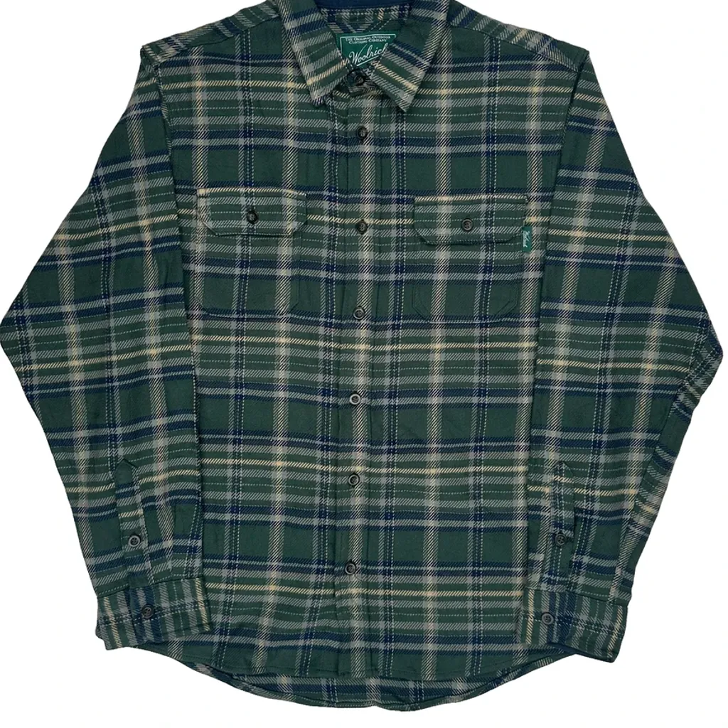 Woolrich Checked Flannel Shirt - Large Green Cotton - Image 5