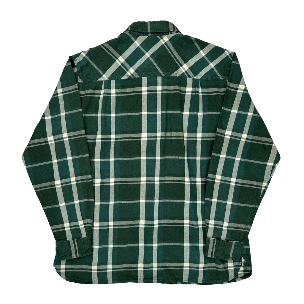 Woolrich Checked Flannel Shirt - Large Green Cotton - Image 2