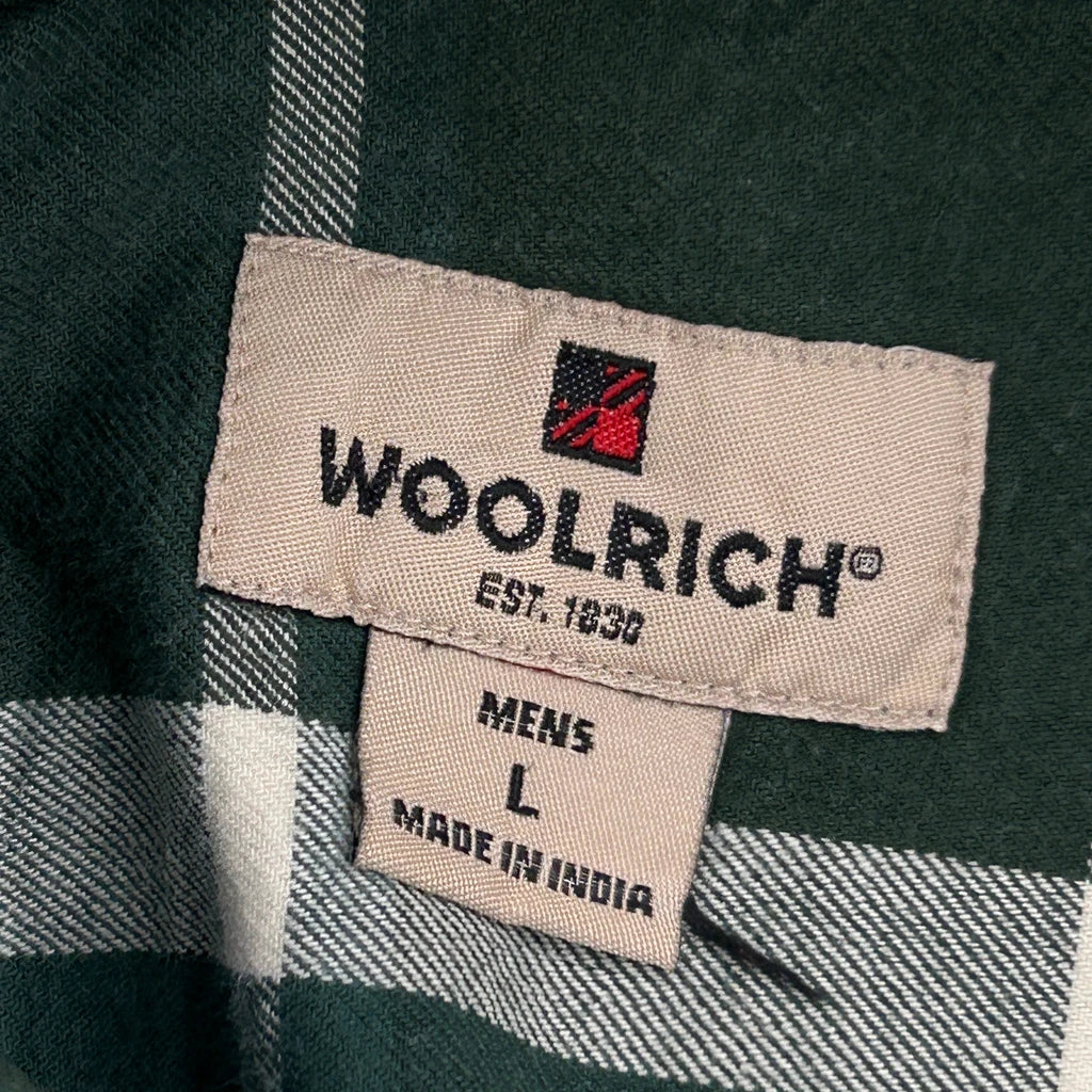Woolrich Checked Flannel Shirt - Large Green Cotton - Image 3