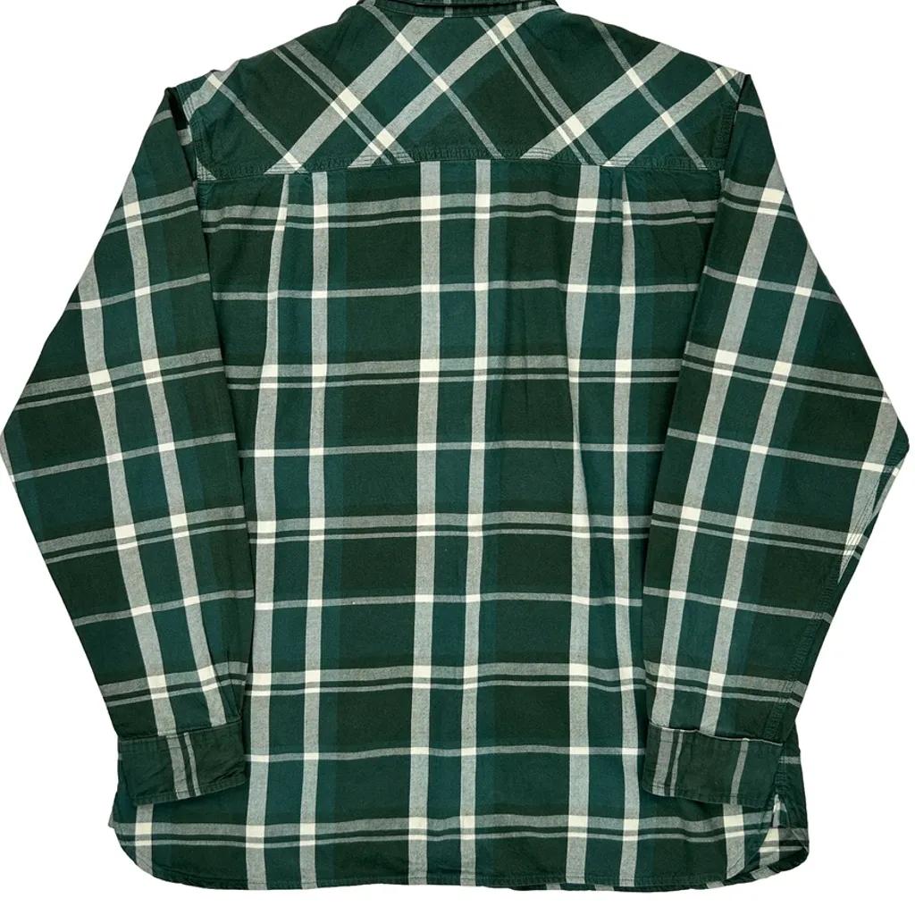 Woolrich Checked Flannel Shirt - Large Green Cotton - Image 7