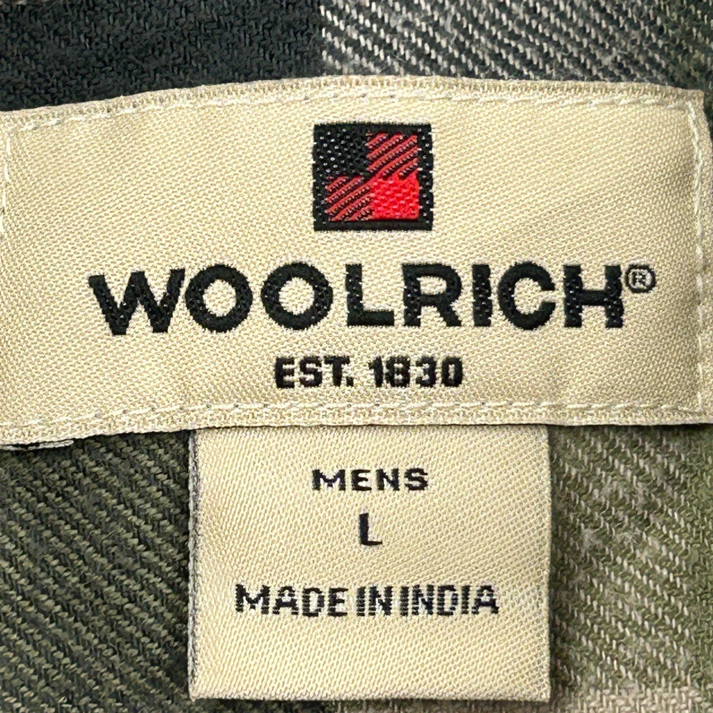 Woolrich Checked Flannel Shirt - Large Green Cotton - Image 4