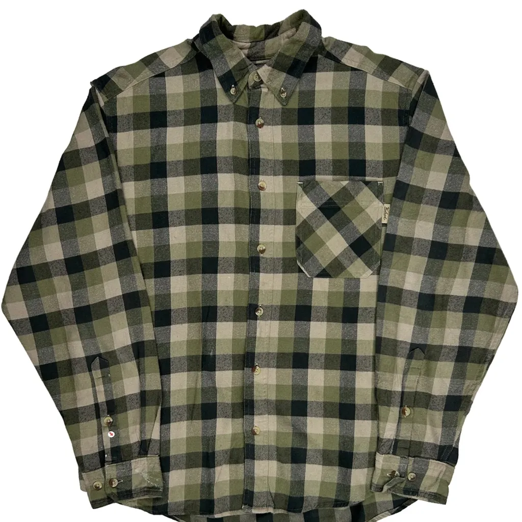 Woolrich Checked Flannel Shirt - Large Green Cotton - Image 6