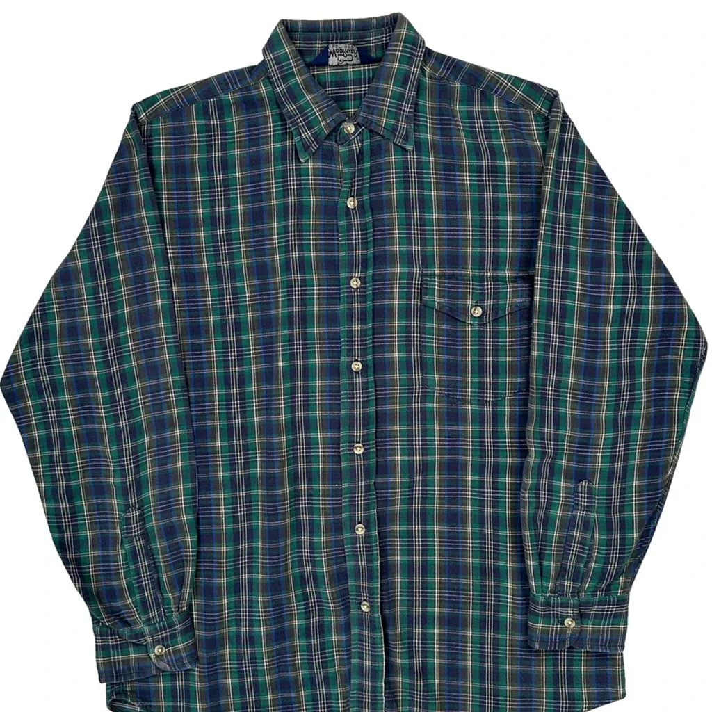 Woolrich Checked Flannel Shirt - Large Green Cotton - Image 5