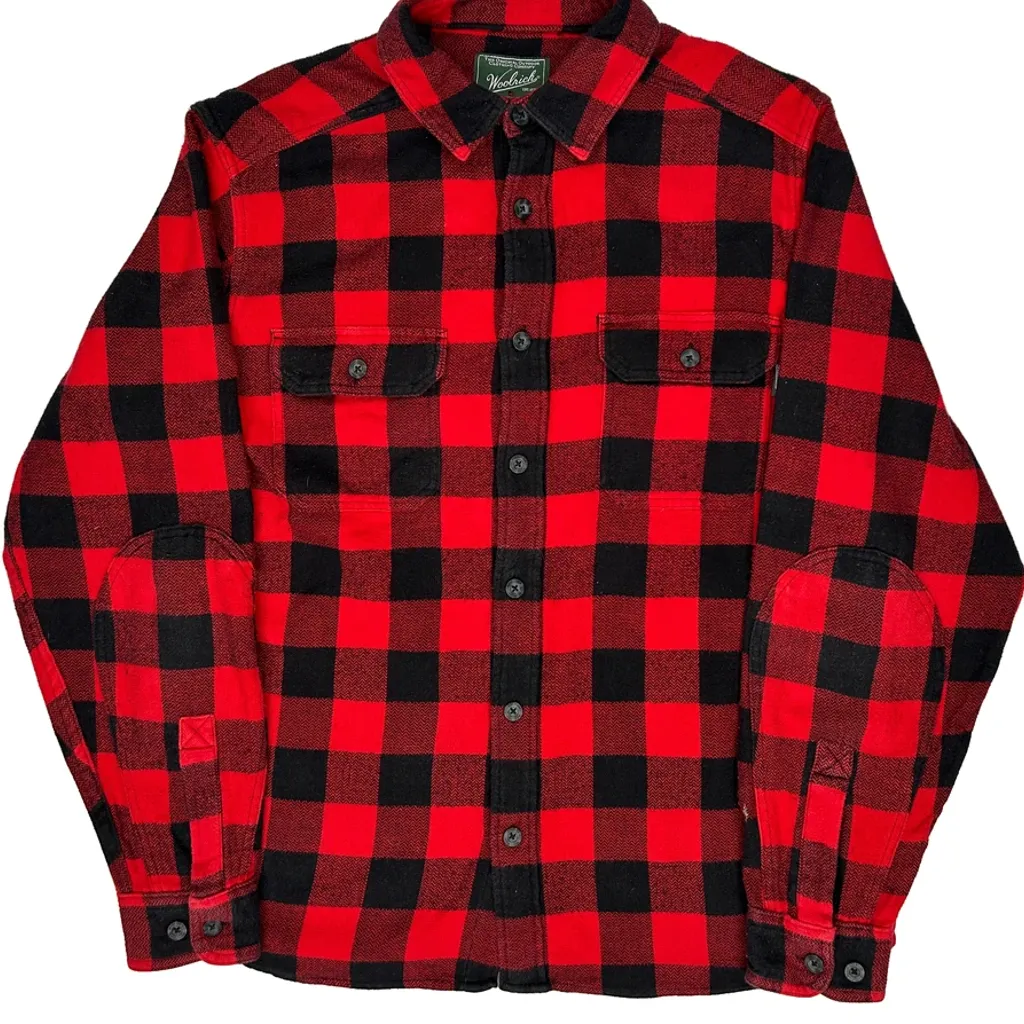 Woolrich Checked Flannel Shirt - Large Red Wool - Image 4