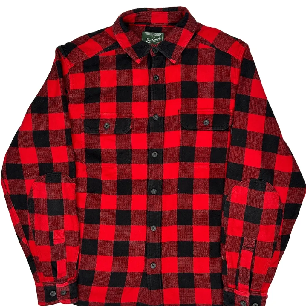 Woolrich Checked Flannel Shirt - Large Red Wool - Image 5