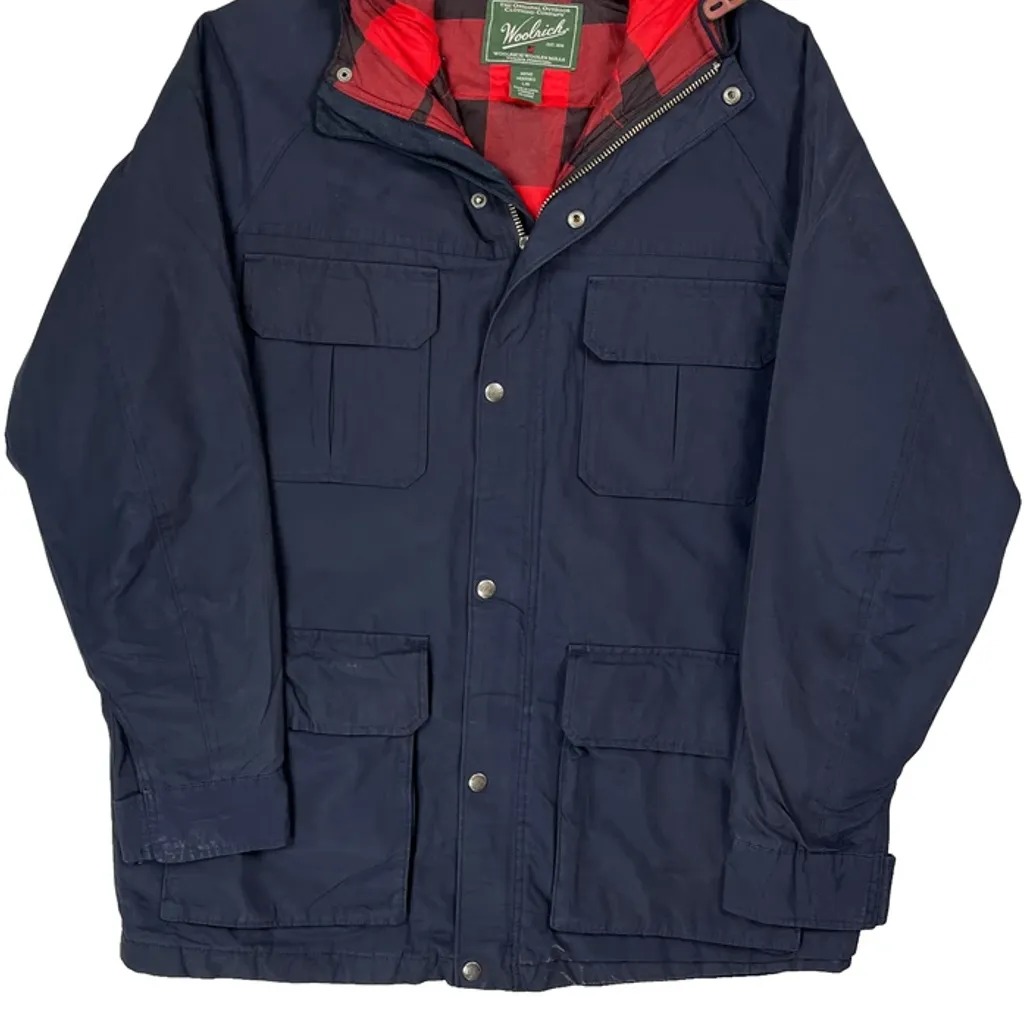 Woolrich Checked Parka - Large Navy Polyester - Image 4
