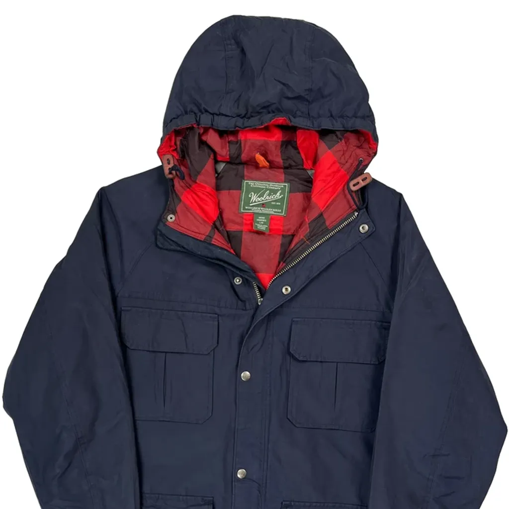Woolrich Checked Parka - Large Navy Polyester - Image 5