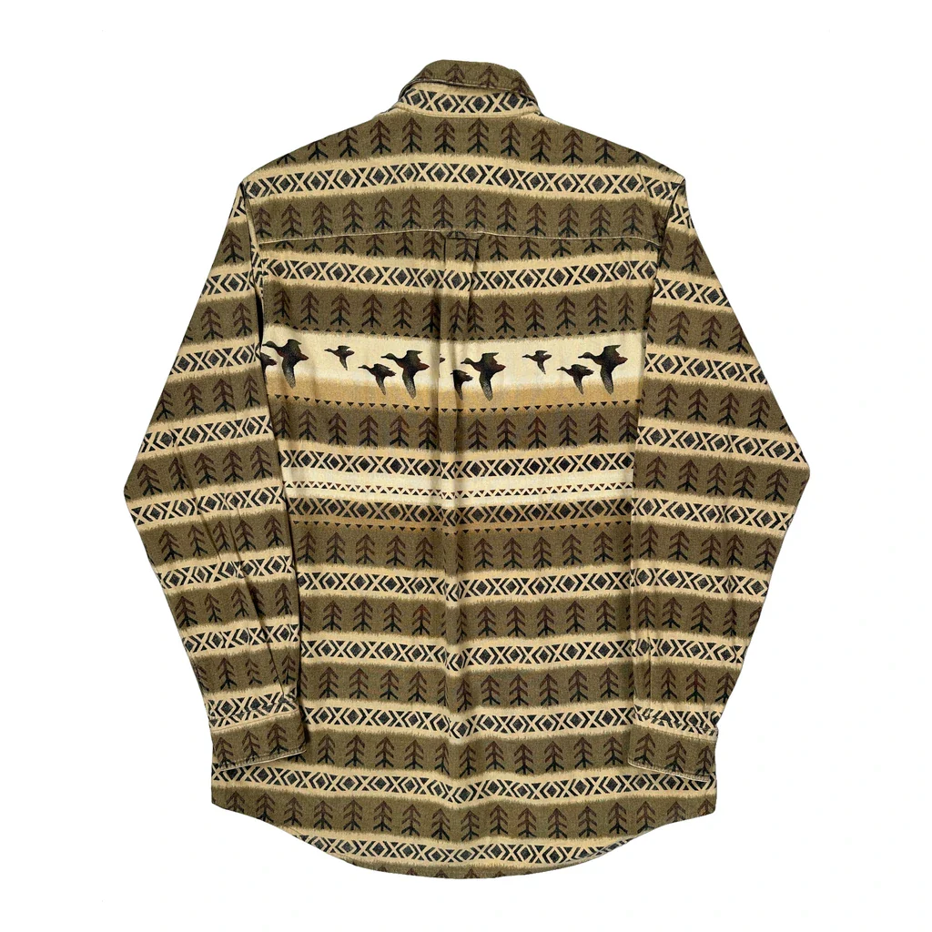 Woolrich Tall Patterned Shirt - Large Beige Wool - Image 2