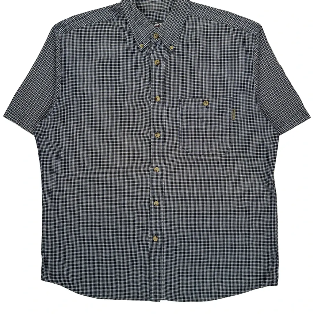 Woolrich Checked Short Sleeve Shirt - Large Gray Cotton - Image 4