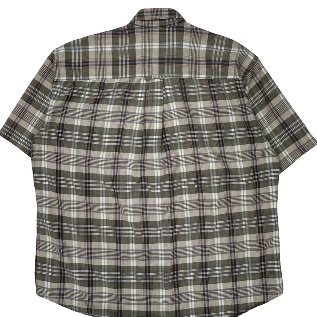 Woolrich Checked Short Sleeve Shirt - XL Green Cotton - Image 7