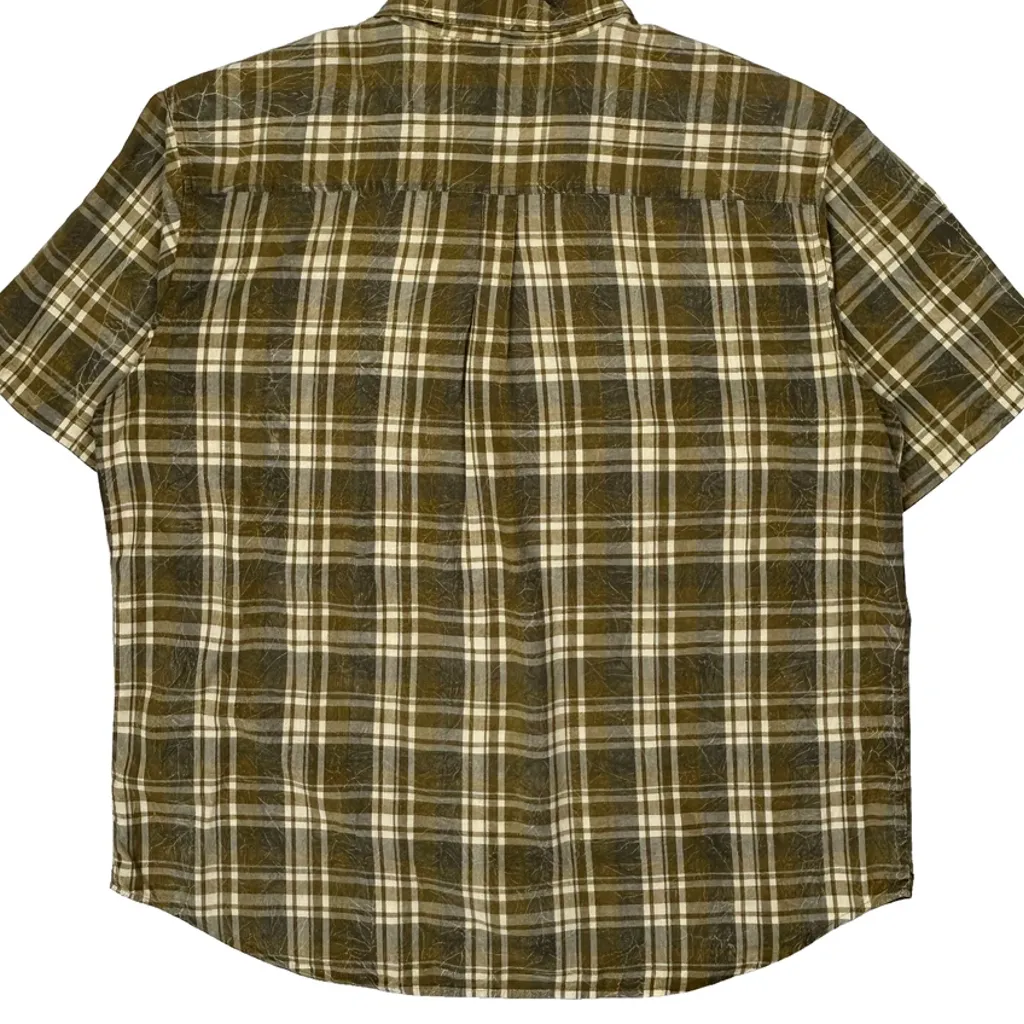 Woolrich Checked Short Sleeve Shirt - XL Green Cotton - Image 6