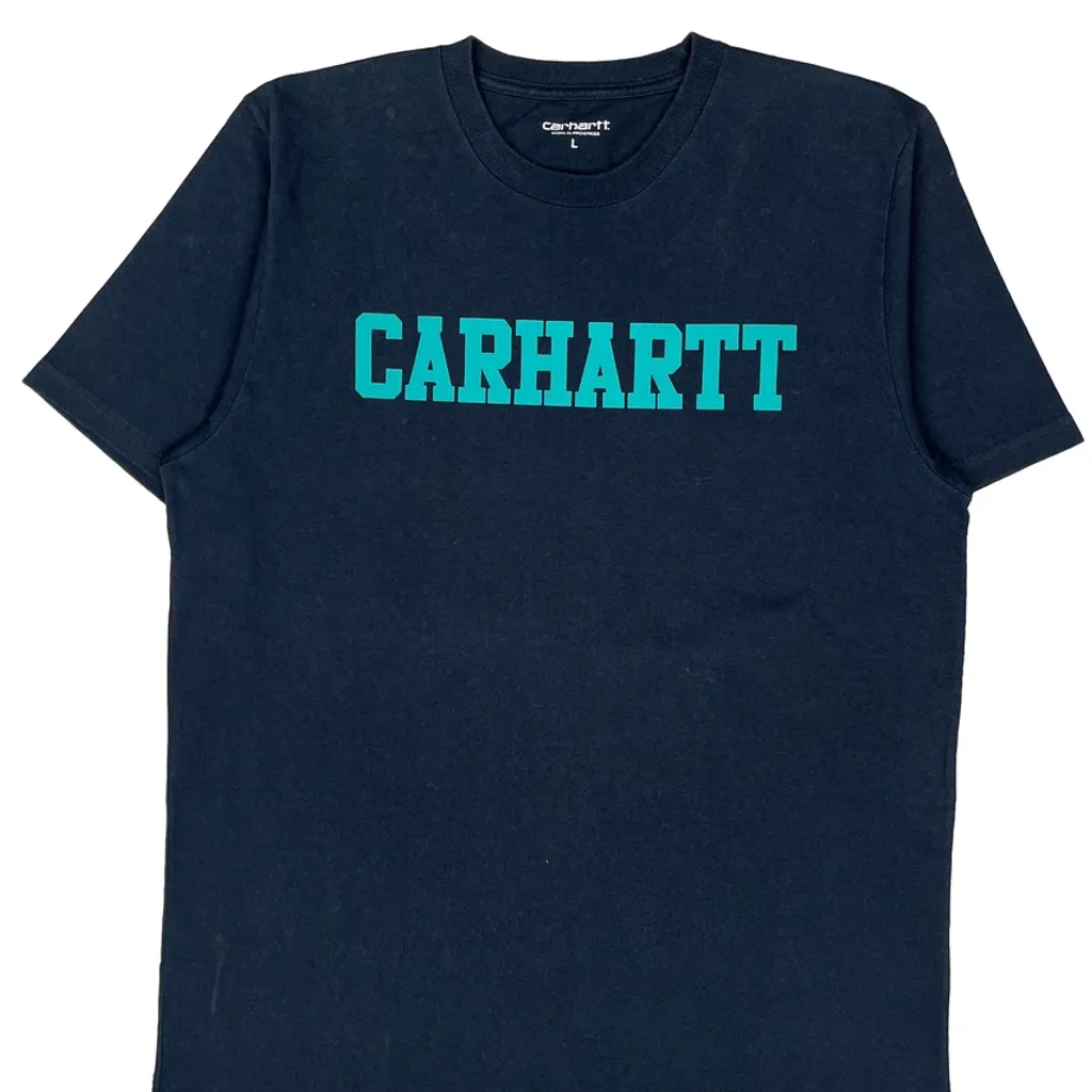 Work In Progress Carhartt Spellout T-Shirt - Large Black Cotton - Image 4