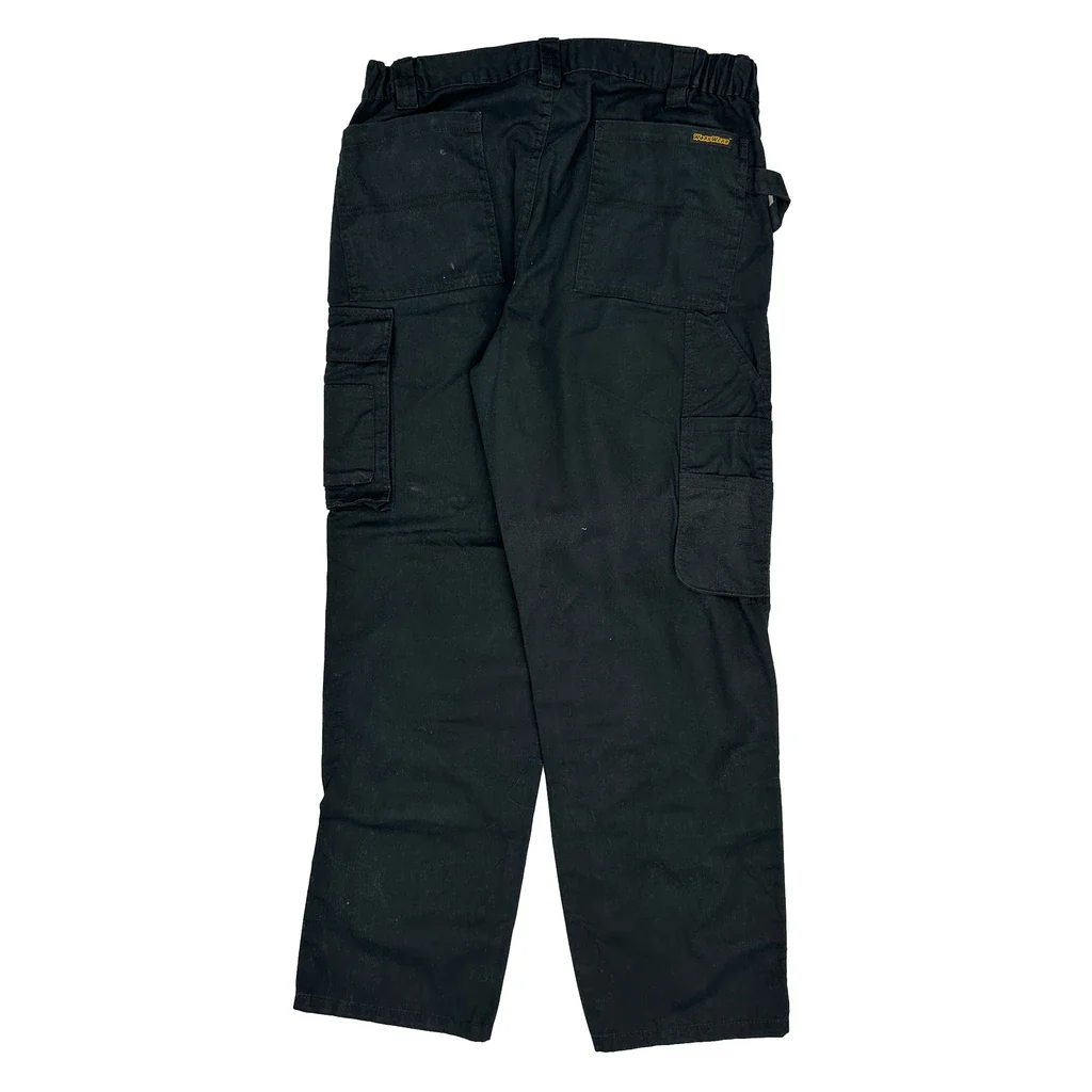 Workwear Cargo Trousers - 34W 31L Black Cotton