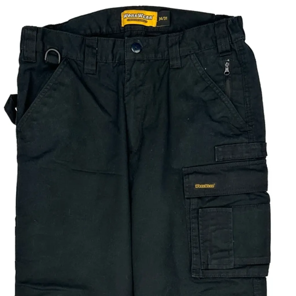 Workwear Cargo Trousers - 34W 31L Black Cotton - Image 7
