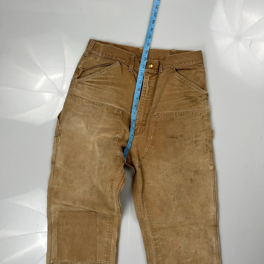 Workwear Carhartt Double Knee Carpenter Trousers - 32W 31L Brown Cotton - Image 4