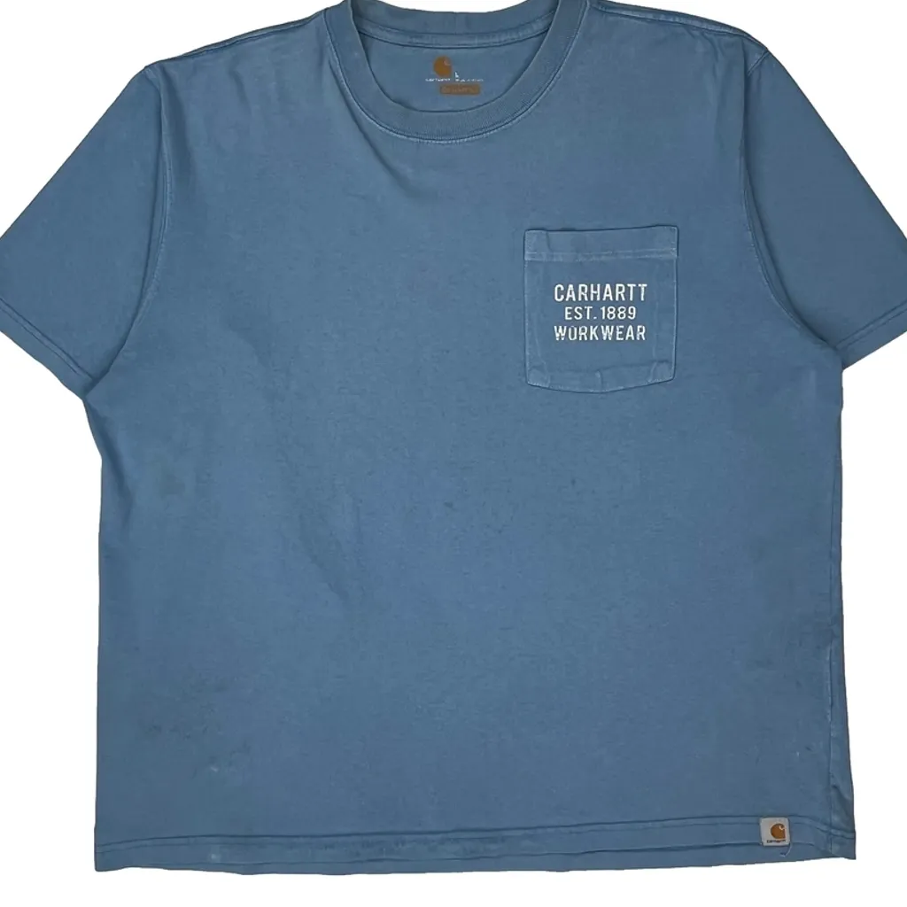 Workwear Carhartt T-Shirt - Large Blue Cotton - Image 4