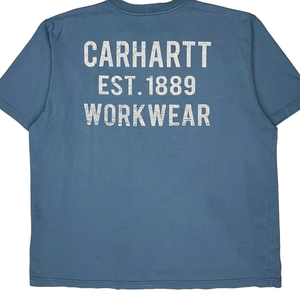 Workwear Carhartt T-Shirt - Large Blue Cotton - Image 7