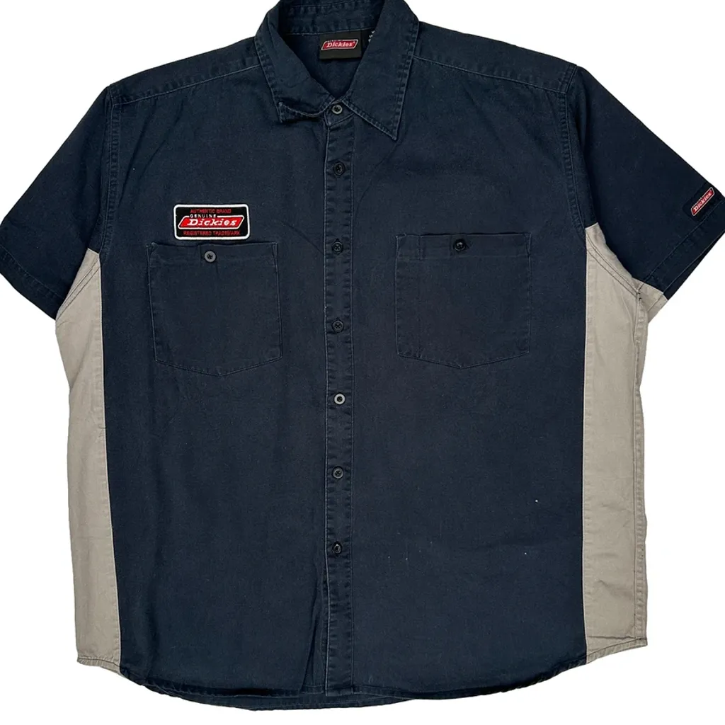 Workwear Dickies Short Sleeve Shirt - XL Blue Cotton - Image 4