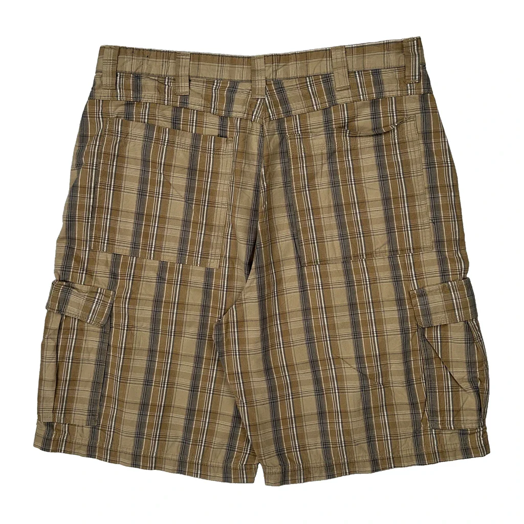 Wrangler Checked Cargo Shorts - 34W 10L Beige Cotton