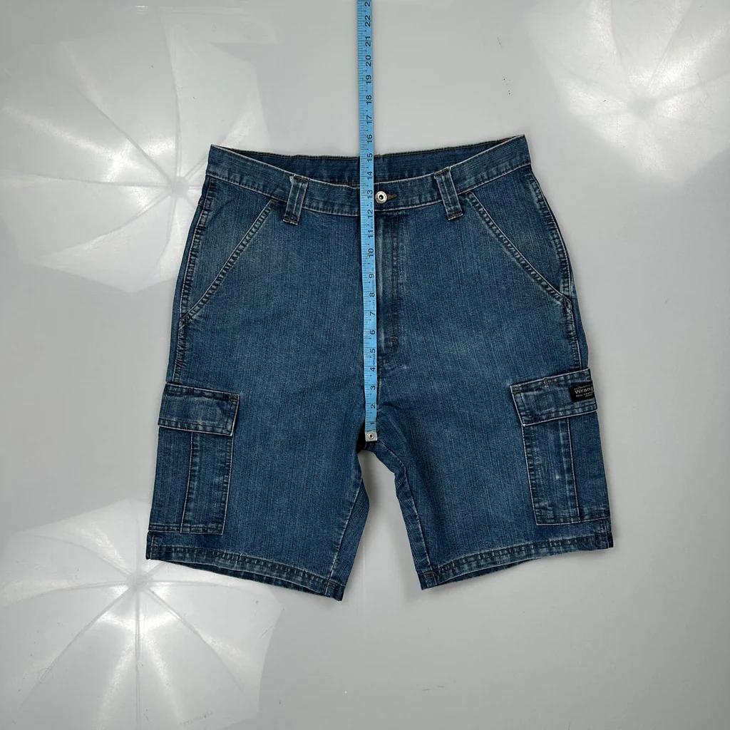 Wrangler Cargo Shorts - 32W 10L Blue Cotton Blend - Image 4