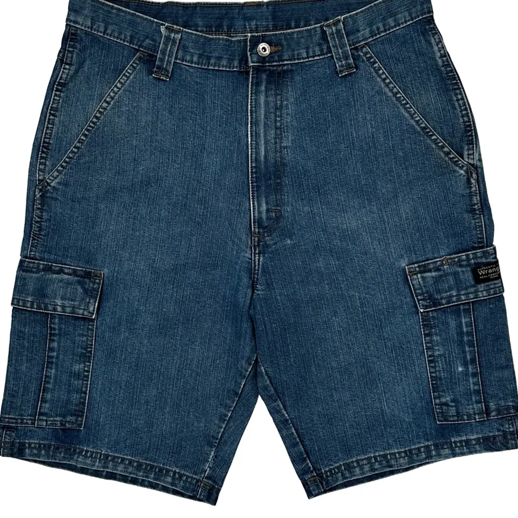 Wrangler Cargo Shorts - 32W 10L Blue Cotton Blend - Image 9