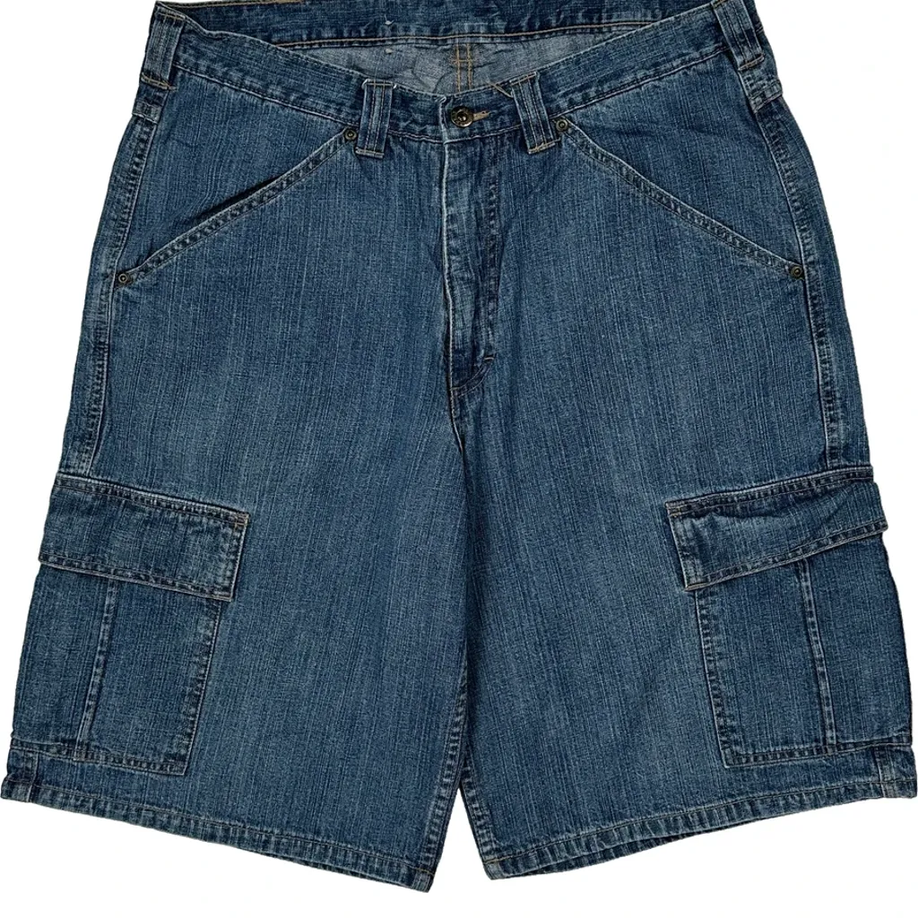 Wrangler Cargo Shorts - 32W 10L Blue Cotton - Image 10