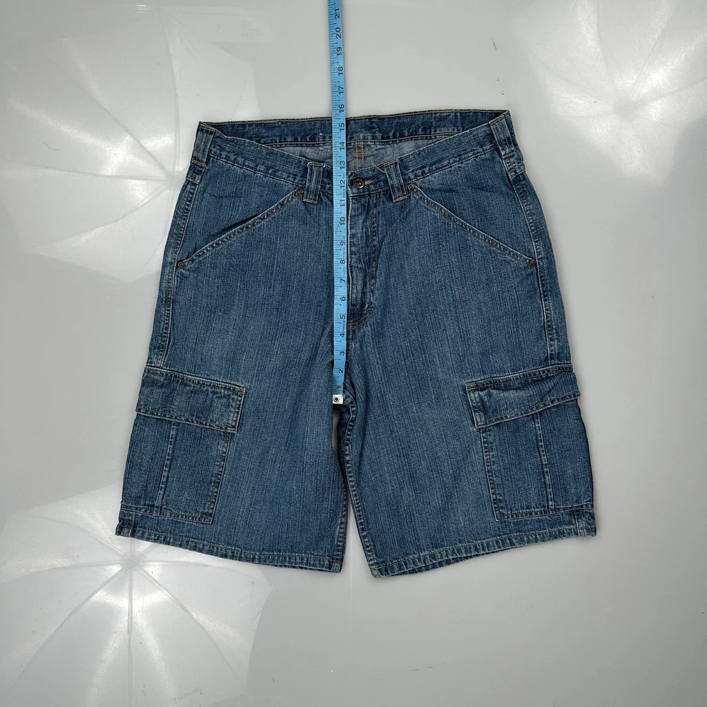 Wrangler Cargo Shorts - 32W 10L Blue Cotton - Image 4