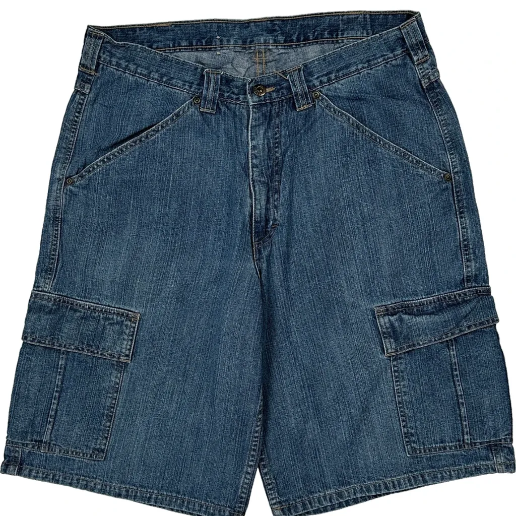 Wrangler Cargo Shorts - 32W 10L Blue Cotton - Image 9