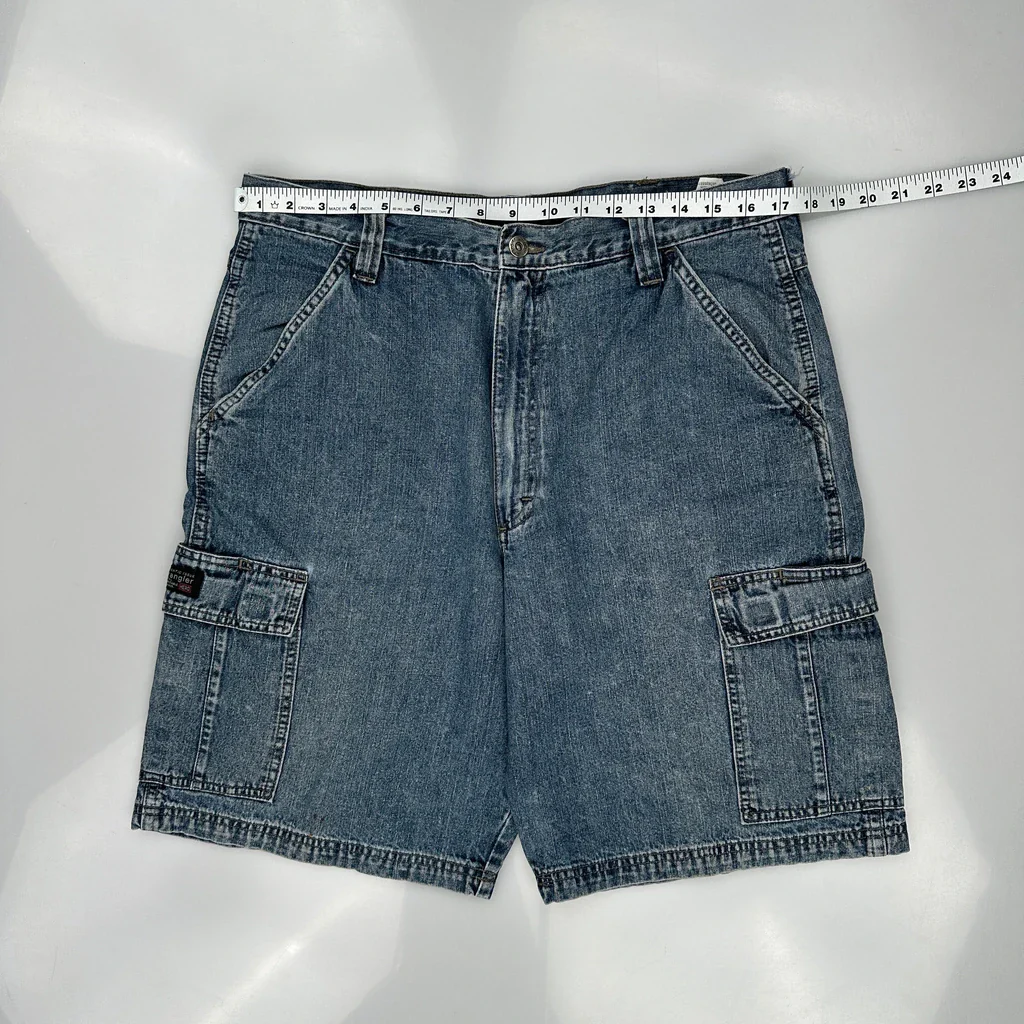 Wrangler Cargo Shorts - 34W 9L Blue Denim - Image 3