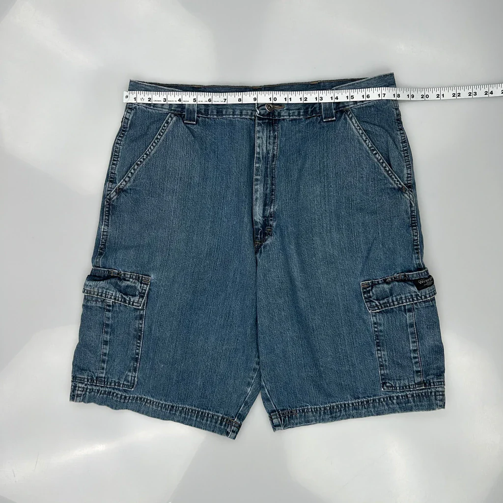 Wrangler Cargo Shorts - 36W 10L Blue Cotton - Image 3