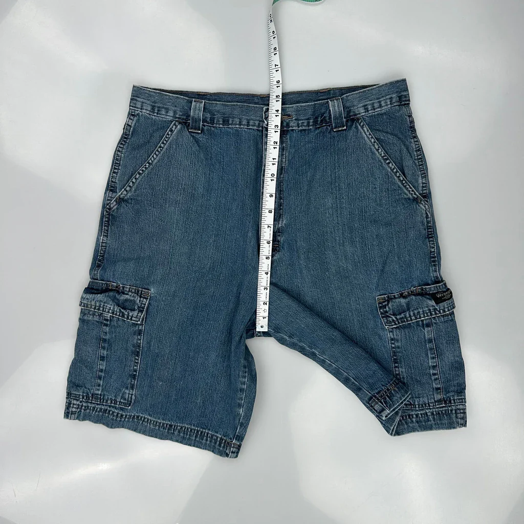 Wrangler Cargo Shorts - 36W 10L Blue Cotton - Image 4