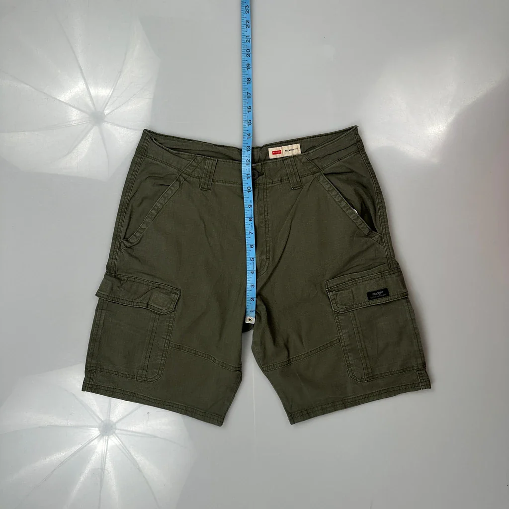 Wrangler Cargo Shorts - 32W 10L Green Cotton - Image 4