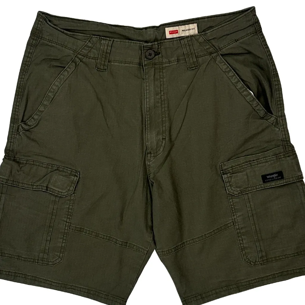 Wrangler Cargo Shorts - 32W 10L Green Cotton - Image 9