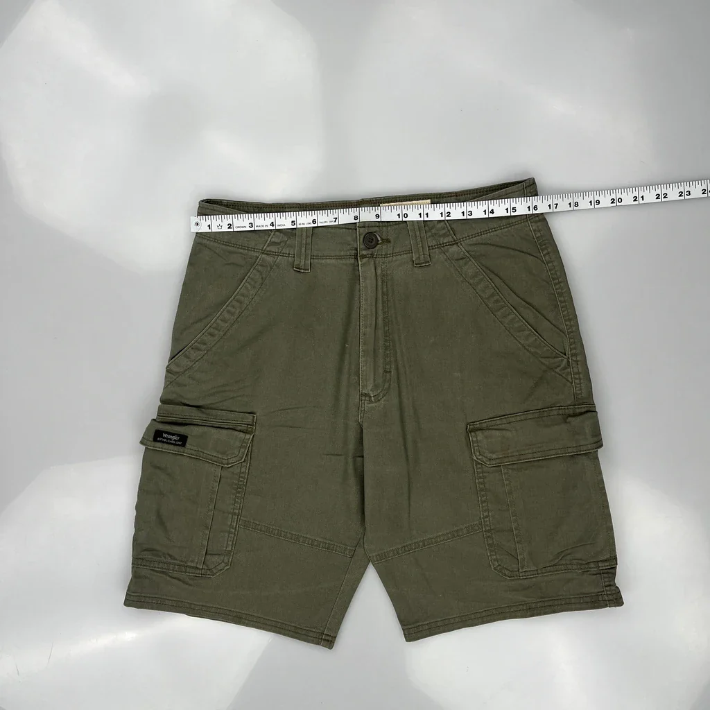 Wrangler Cargo Shorts - 32W 10L Green Cotton - Image 3