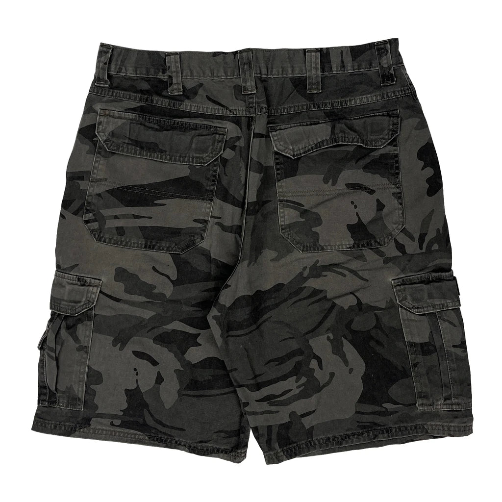Wrangler Camo Cargo Shorts - 34W 10L Grey Cotton