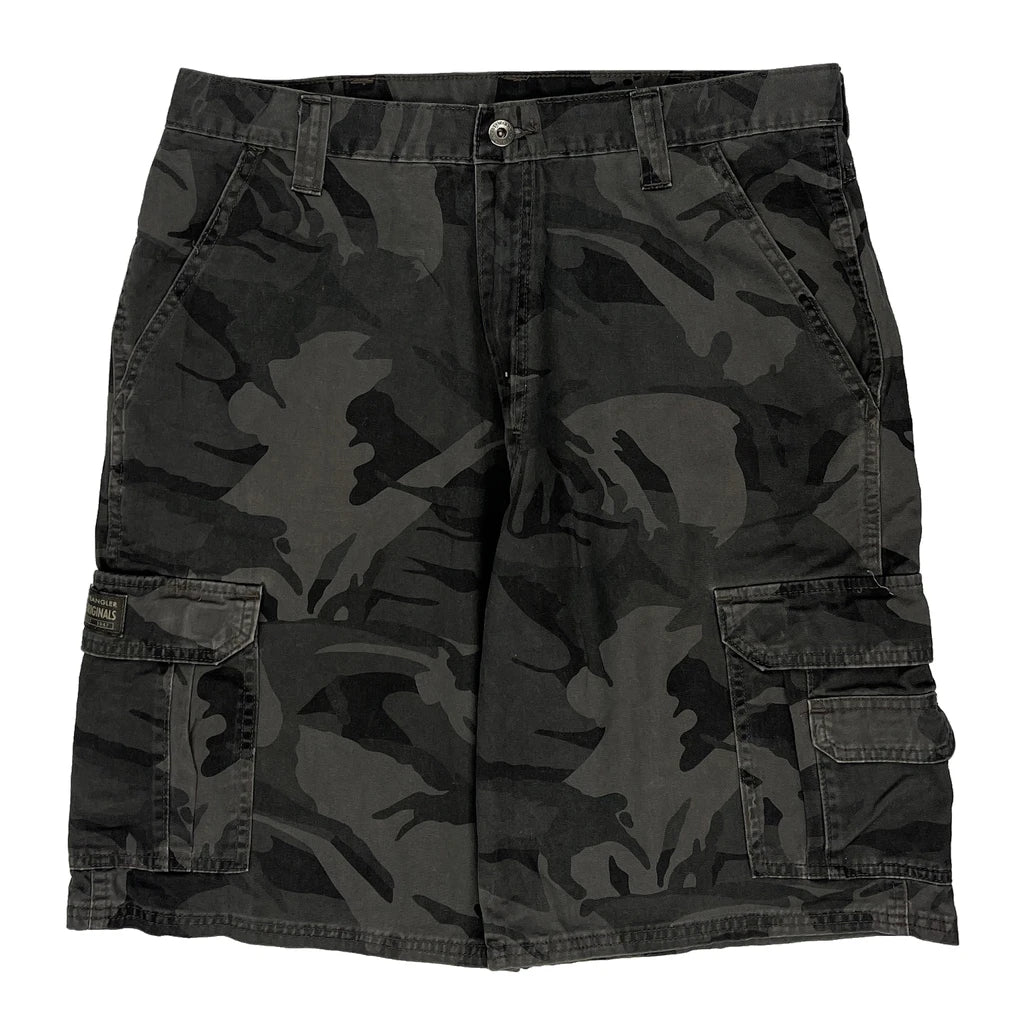 Wrangler Camo Cargo Shorts - 34W 10L Grey Cotton - Image 2