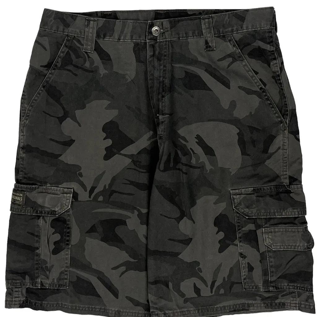 Wrangler Camo Cargo Shorts - 34W 10L Grey Cotton - Image 9