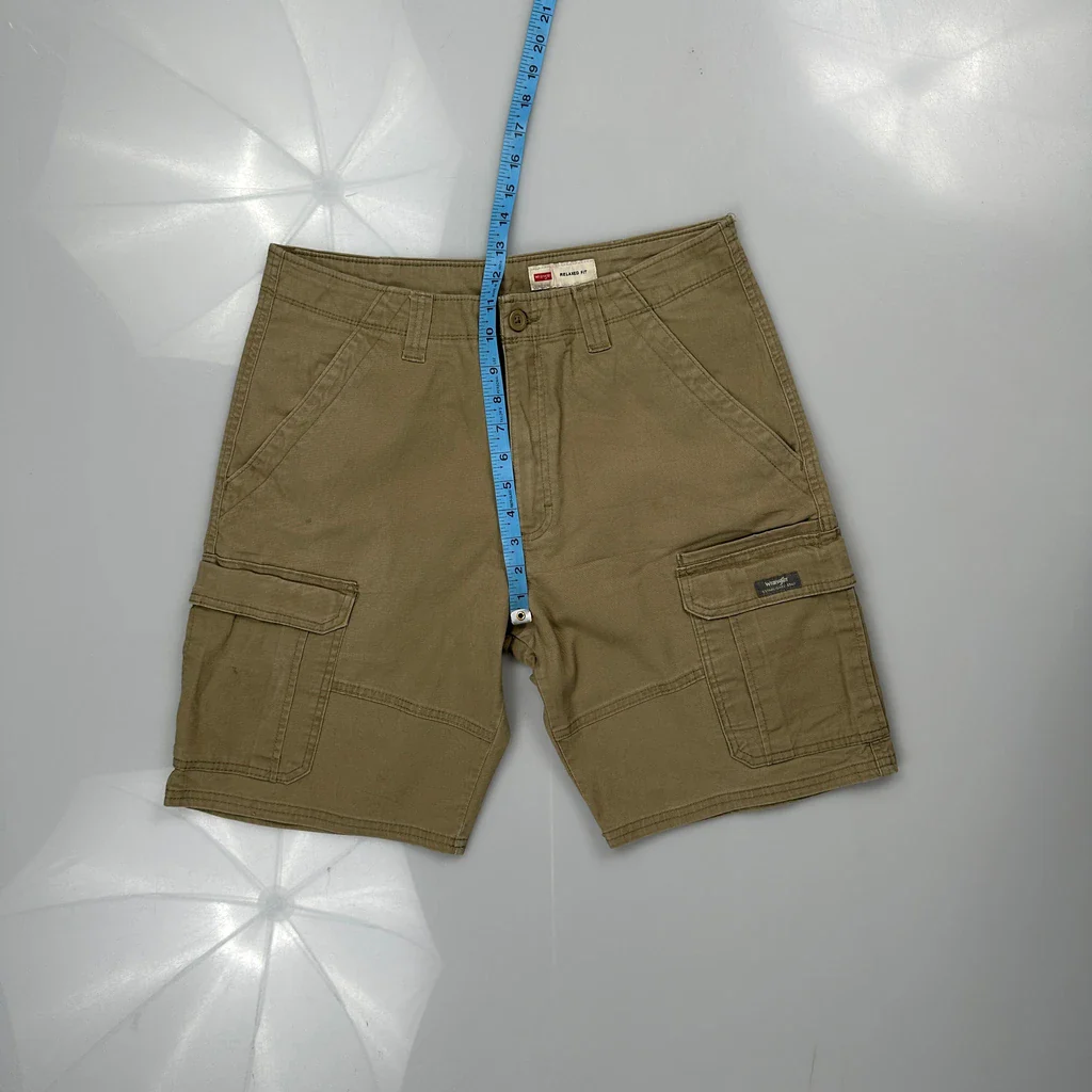 Wrangler Cargo Shorts - 31W 10L Khaki Cotton Blend - Image 4